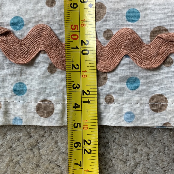 Hot Sauce Cream with Turquoise and Brown Polka Dots Cotton Skirt Size L - Picture 6 of 6